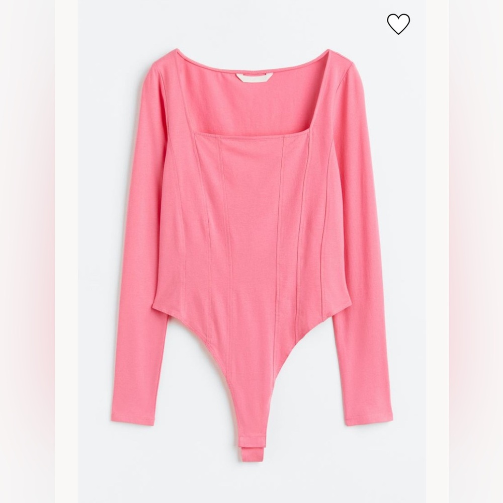 H&M Pink Faux Corset Style Bodysuit